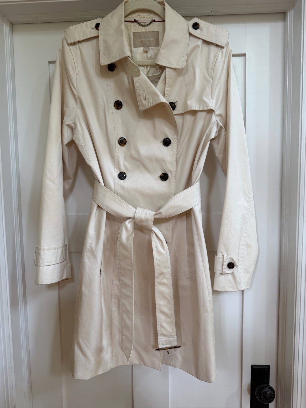 Banana Republic Double Breasted Cream Trench Coat
